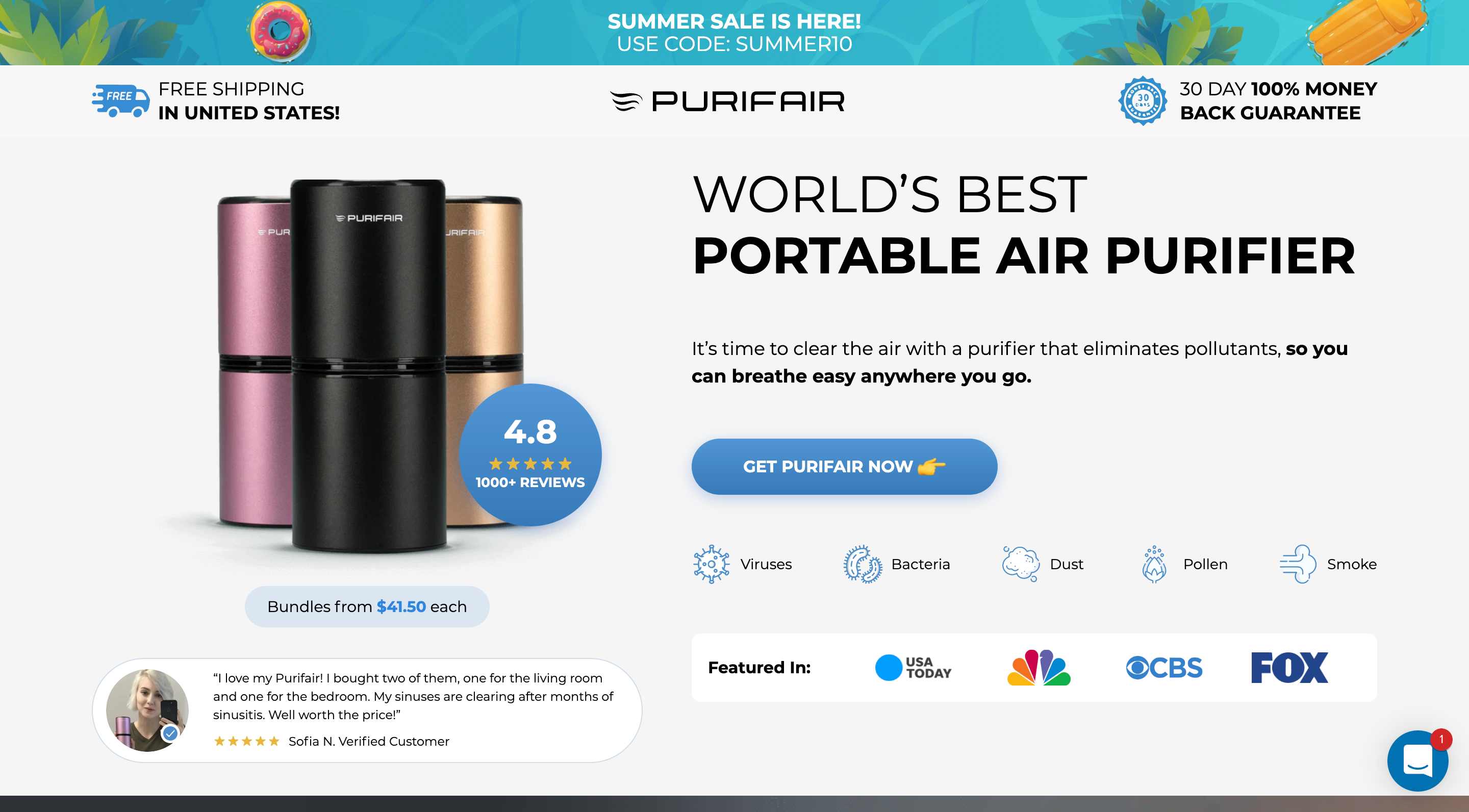 Purifair | Custom One-page E-commerce Store